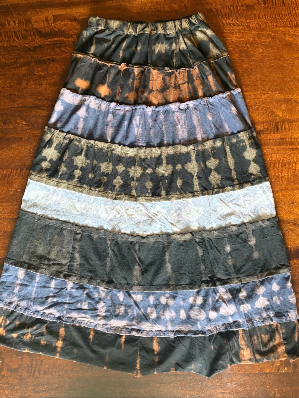 Handmade Upcycled Reverse Bleach Tie-Dye
Tiered Maxi Skirt Women's Size X Small